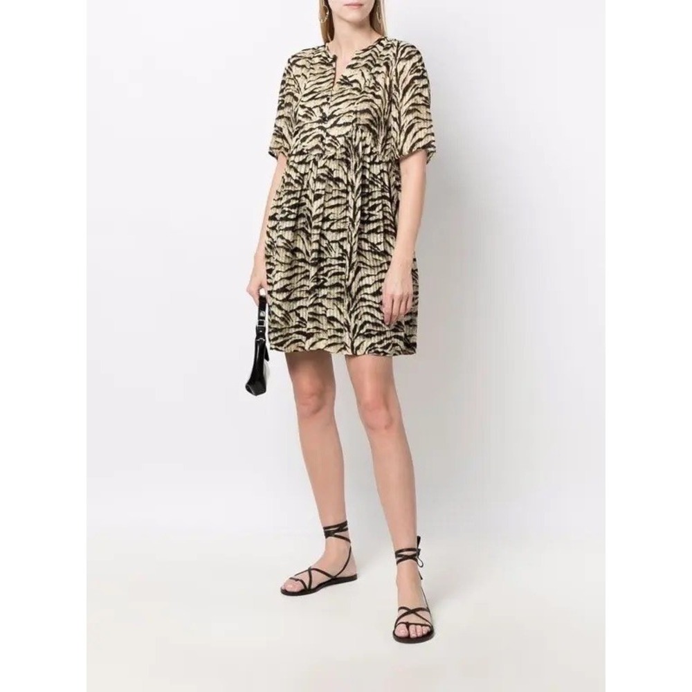 ba&sh Iris Tiger Animal Mini Resort Dress Edgy Euro French Girl Boho Luxe US 4